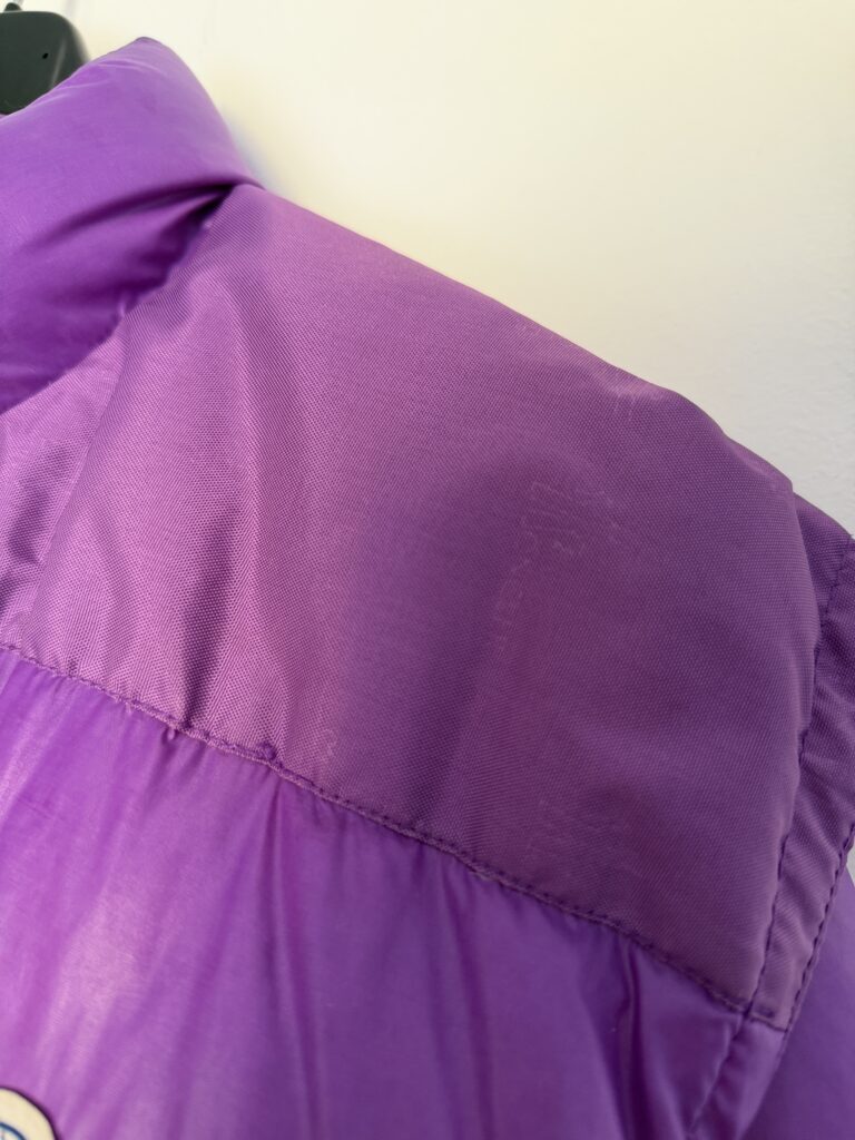 Piumino Bomber Smanicabile Moncler anni 80 Uomo L Viola imbottitura vera Piuma Giubbotto active