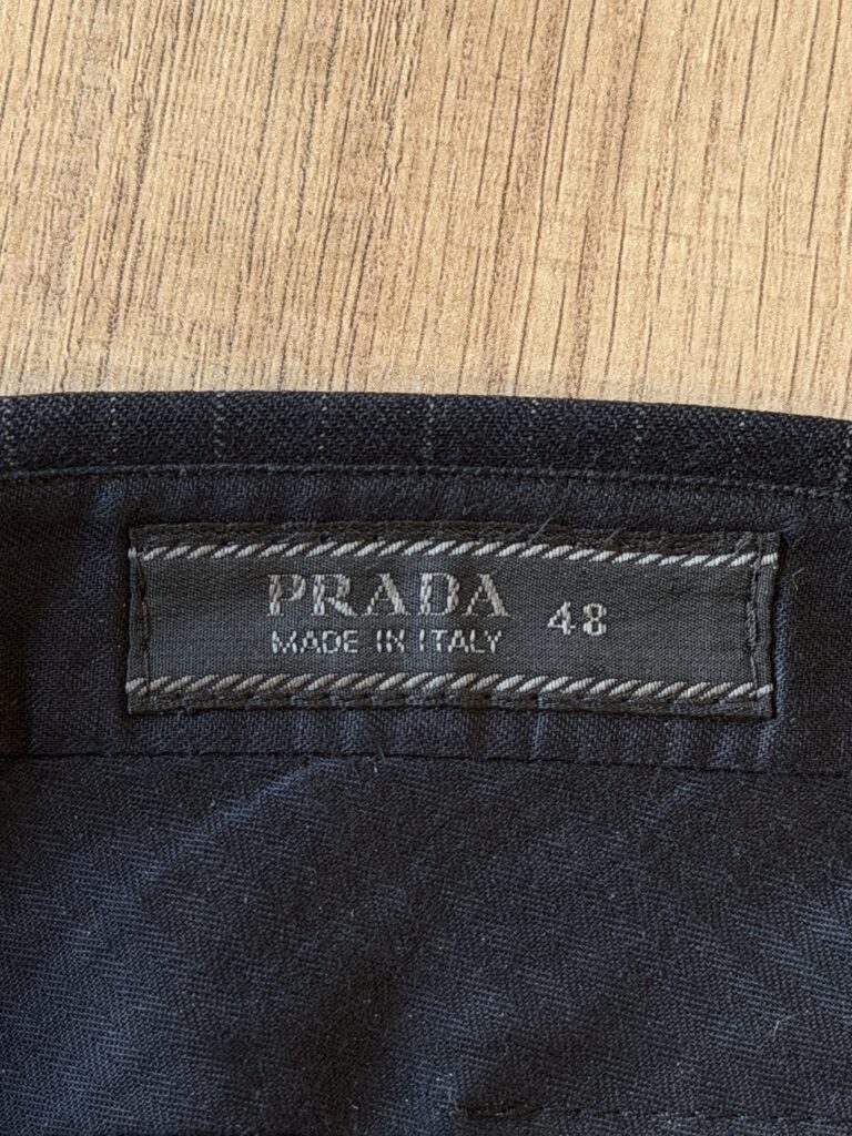 Pantaloni Prada Uomo 48 IT – 43 FR ( 43 cm ) M comfort quadretti Blu scuro misto Lana