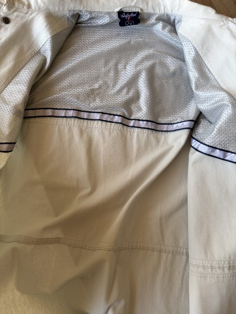 Trench giacca a vento vintage Australian L’alpina anni 90 Uomo L Crema Bianco Cotone Giubbotto