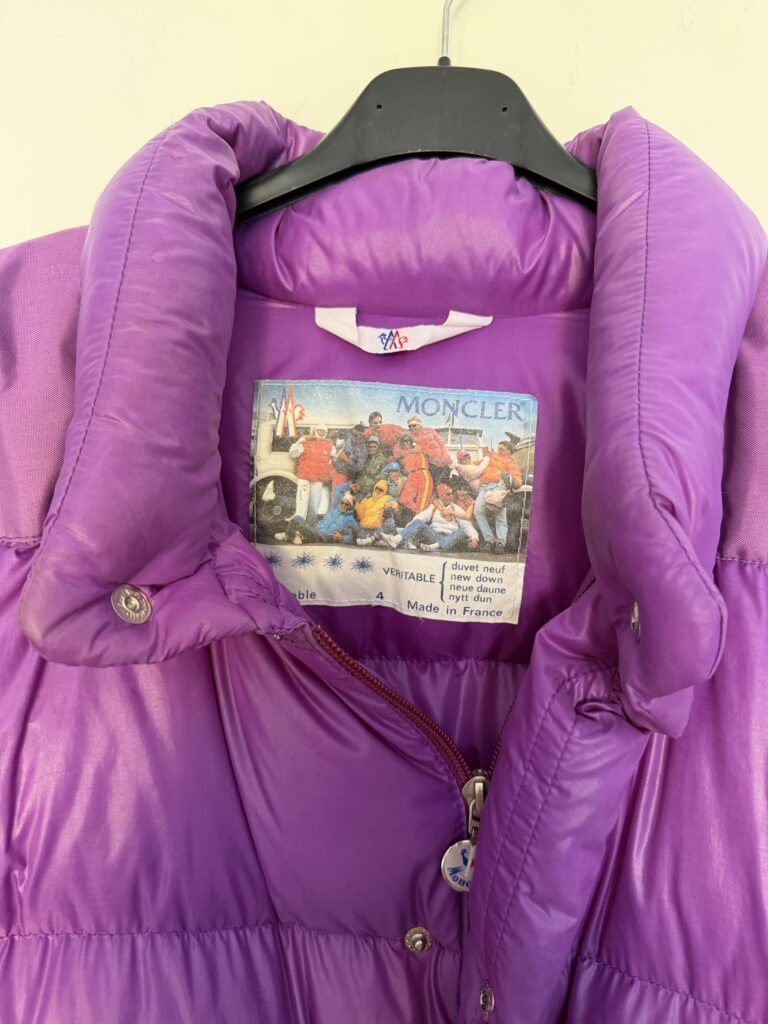Piumino Bomber Smanicabile Moncler anni 80 Uomo L Viola imbottitura vera Piuma Giubbotto active