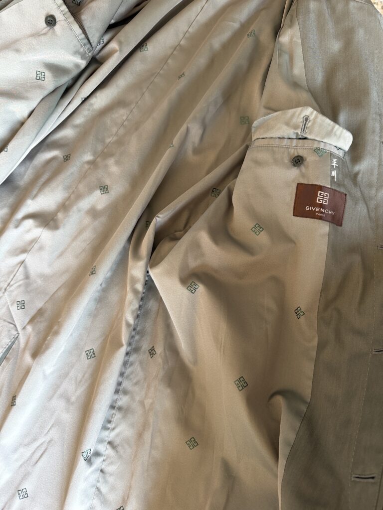 Trench Givenchy Uomo 50 IT – L Seta e Cotone Verde salvia Cappotto Giubbotto Giacca mantella impermeabile
