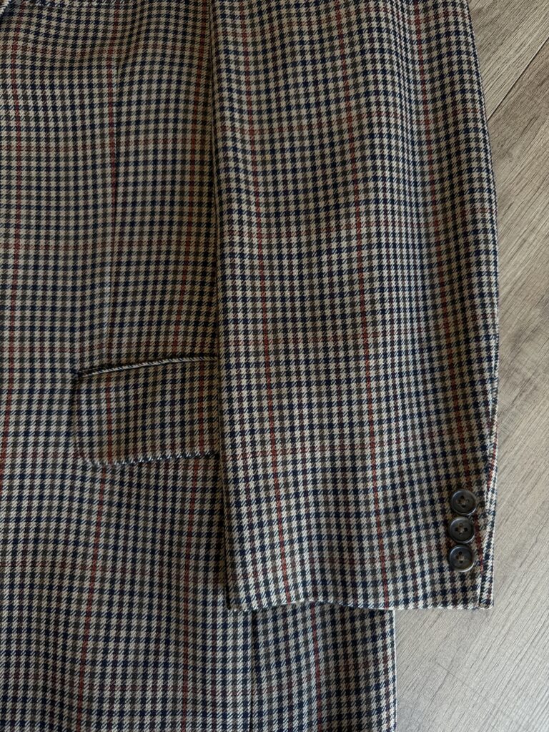 Giacca Aquascutum Uomo S oversize ( Ok M ) fantasia pied de poule quadri Rosso Blu Beige Lana manica lunga