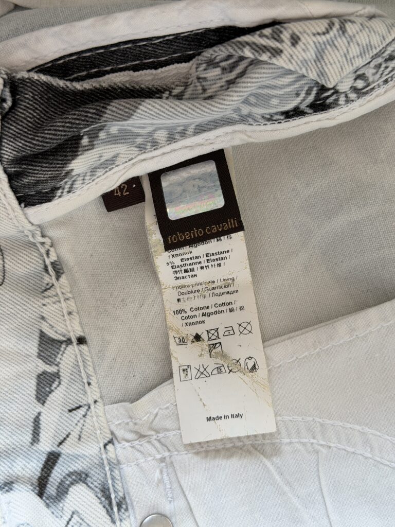 Minigonna Roberto Cavalli Donna 42  44 IT – 38 FR ( 38 cm ) M Cotone Denim Fantasia japan animalier Grigio Nero