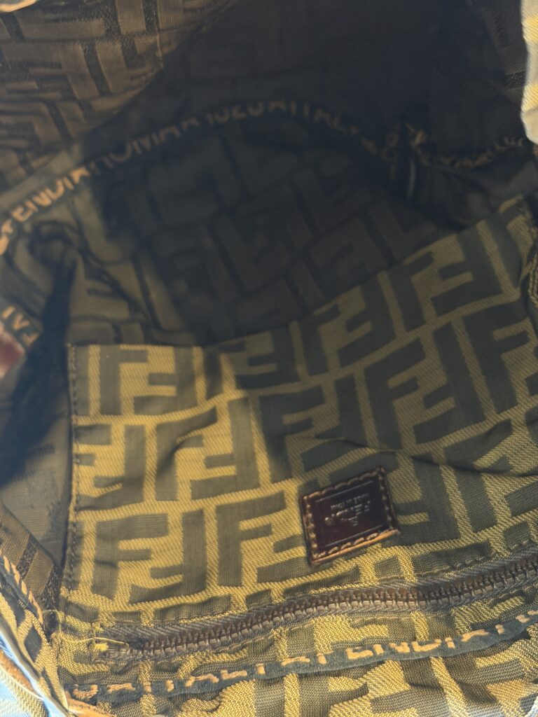 Zaino a spalla Fendi Logo Monogram FF Beige Nero Canvas tracolla