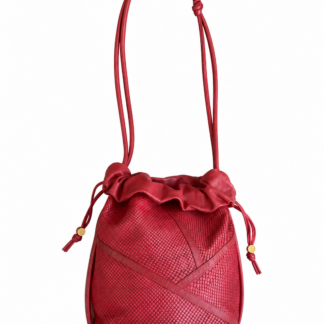 Borsa a secchiello Gucci Rosso borgogna Pelle esotica pitone tote chiusura laccio a mano e spalla tracolla