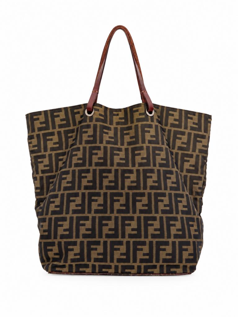 Totebag Fendi Logo Monogram FF Beige Nero Canvas borsa a mano spalla
