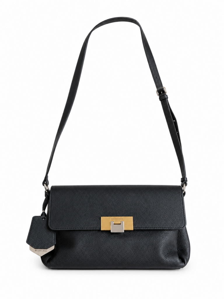 Borsa Balenciaga Le Dix in pelle di vitello a tracolla Nero tendente blu scuro
