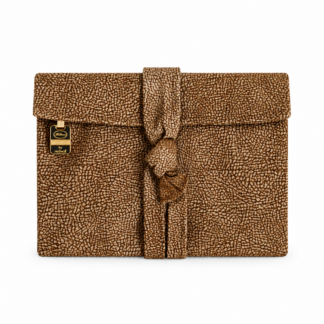Pochette borsa a mano Borbonese Sexy Bag Beige Marrone Pelle di tapiro monogram Logo