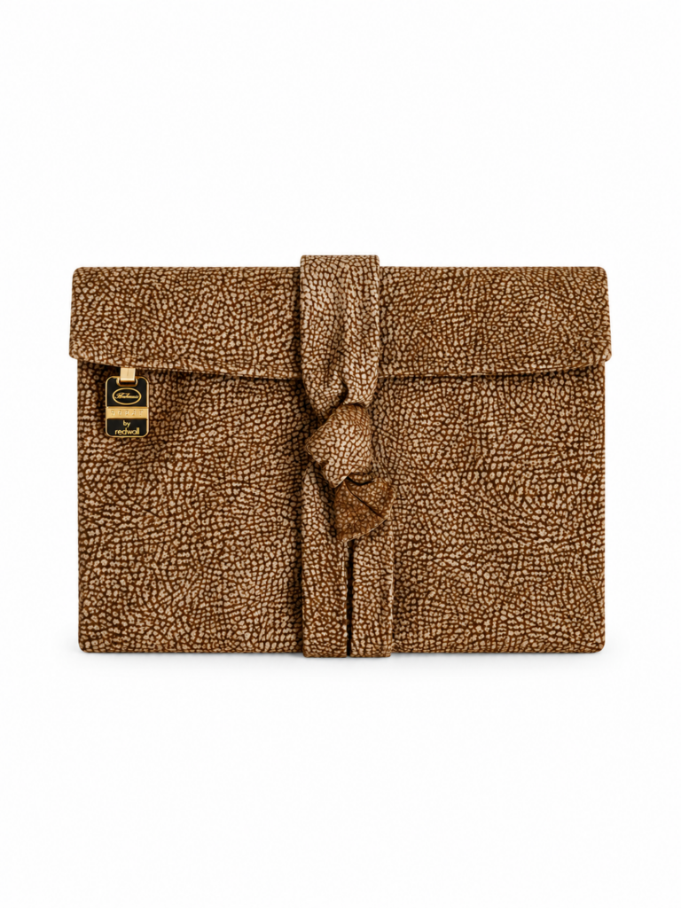 Pochette borsa a mano Borbonese Sexy Bag Beige Marrone Pelle di tapiro monogram Logo