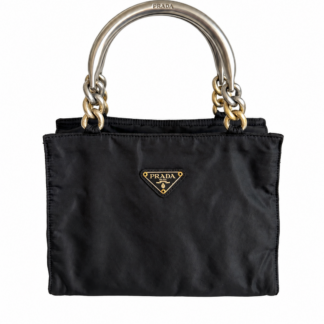 Borsa a mano Prada Nylon Nero logo tote bag