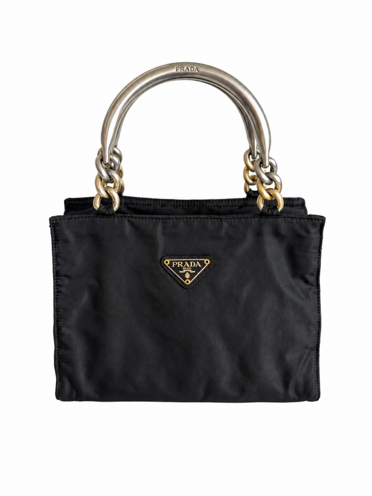 Borsa a mano Prada Nylon Nero logo tote bag