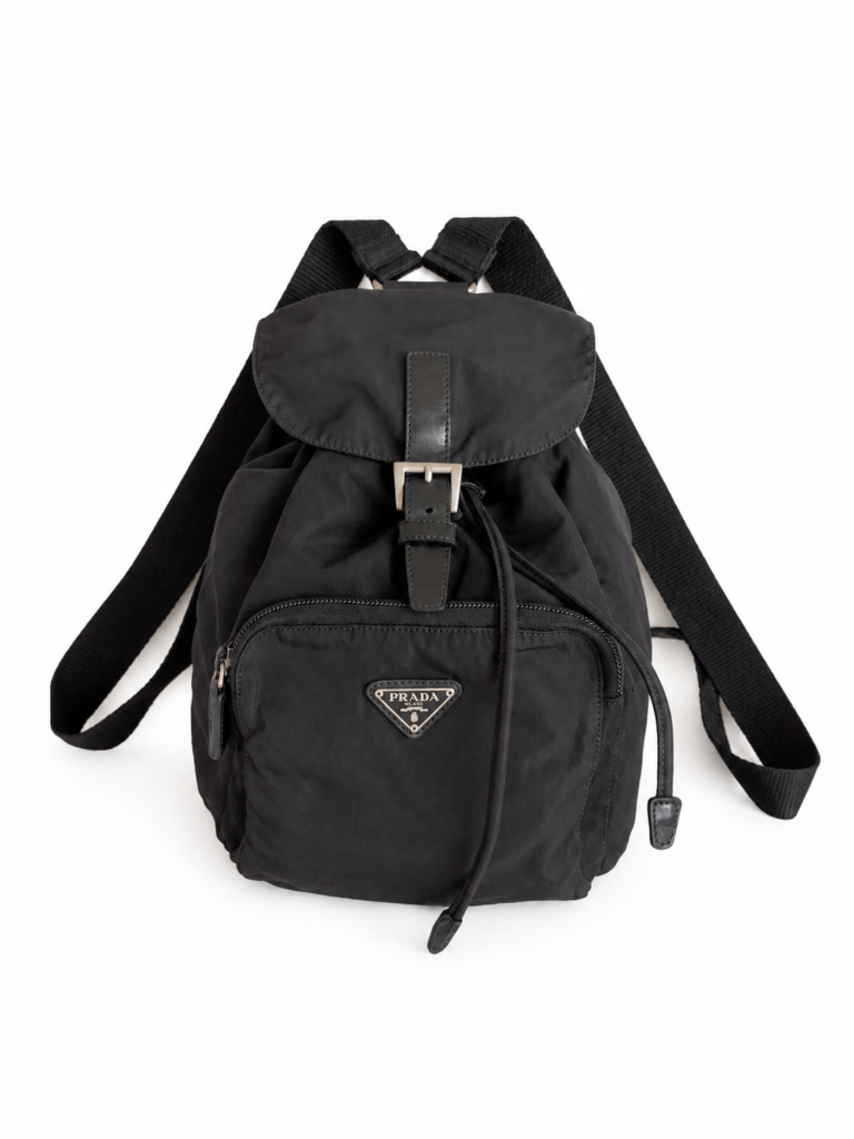 Zaino a spalla Prada Nylon Nero logo tracolla