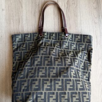 Totebag Fendi Logo Monogram FF Beige Nero Canvas borsa a mano spalla
