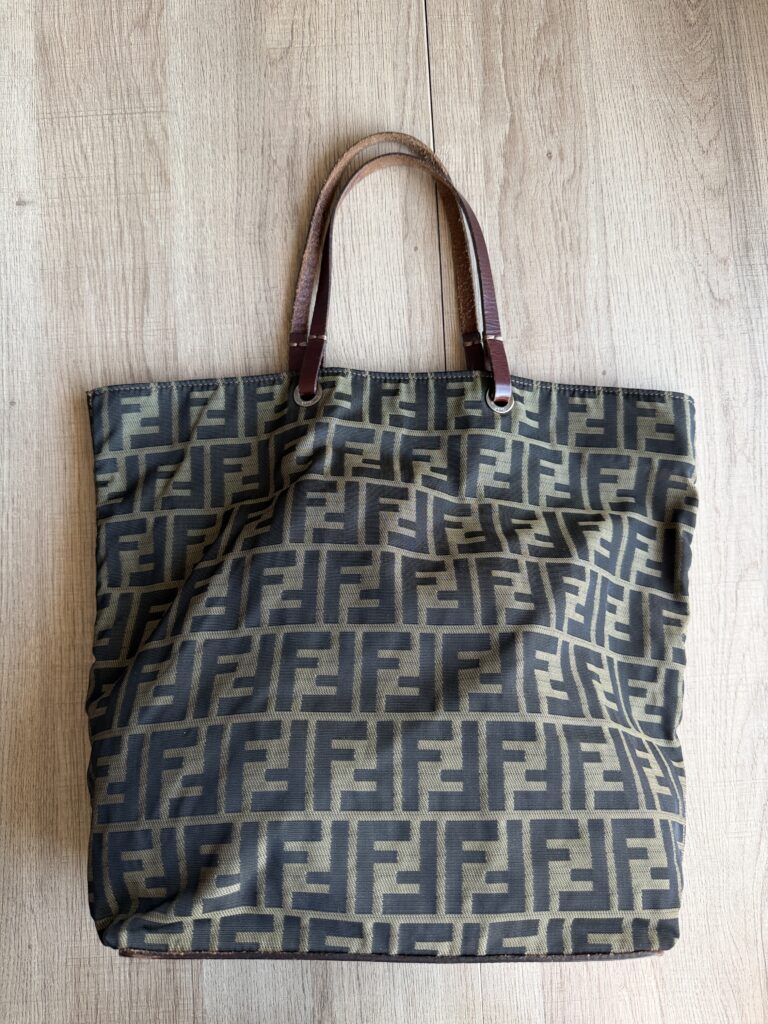Totebag Fendi Logo Monogram FF Beige Nero Canvas borsa a mano spalla