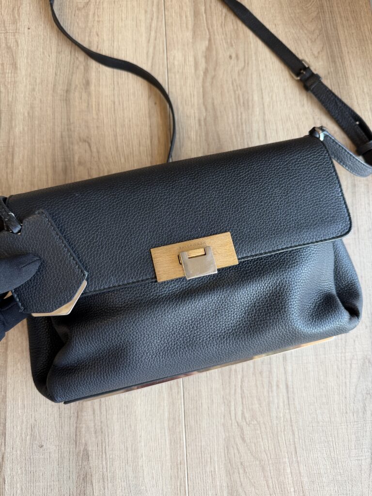 Borsa Balenciaga Le Dix in pelle di vitello a tracolla Nero tendente blu scuro