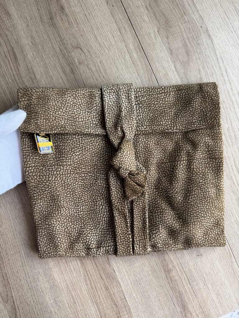 Pochette borsa a mano Borbonese Sexy Bag Beige Marrone Pelle di tapiro monogram Logo