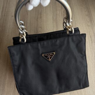 Borsa a mano Prada Nylon Nero logo tote bag