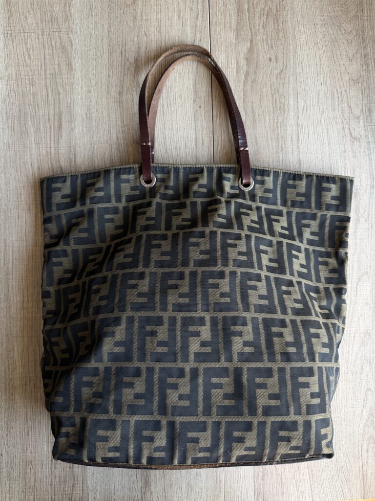 Totebag Fendi Logo Monogram FF Beige Nero Canvas borsa a mano spalla