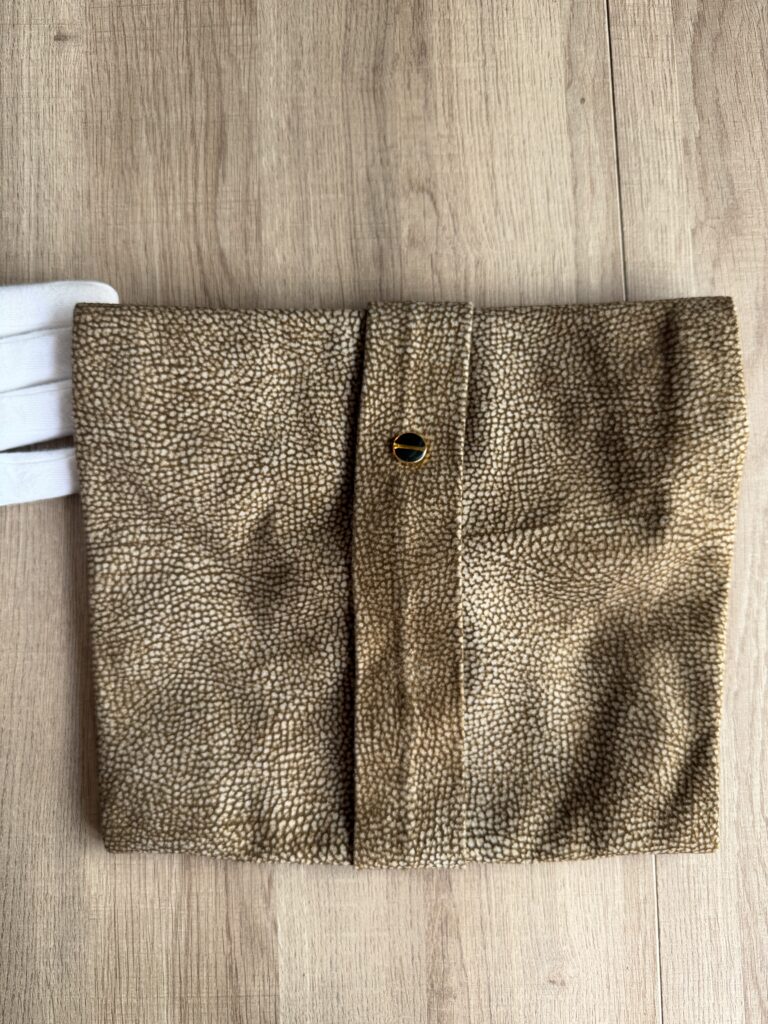 Pochette borsa a mano Borbonese Sexy Bag Beige Marrone Pelle di tapiro monogram Logo