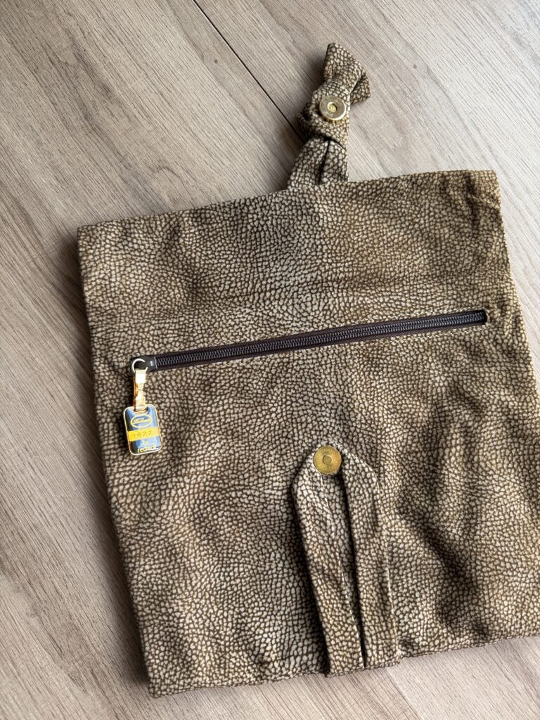 Pochette borsa a mano Borbonese Sexy Bag Beige Marrone Pelle di tapiro monogram Logo